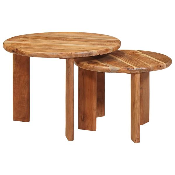 vidaXL Nesting Tables 2 pcs Brown Solid Acacia Wood