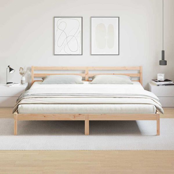vidaXL Bed Frame Brown 215.5 x 205.5 x 69.5 cm Solid Pine Wood