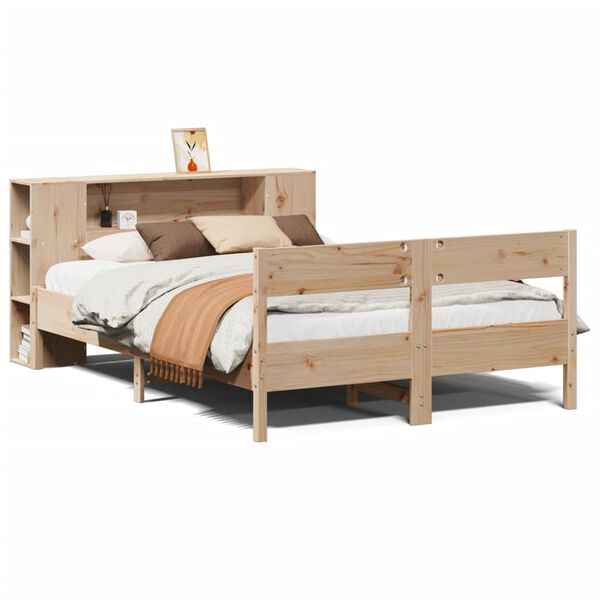 vidaXL Bookcase Bed without Mattress 135x190 cm Double Solid Wood Pine