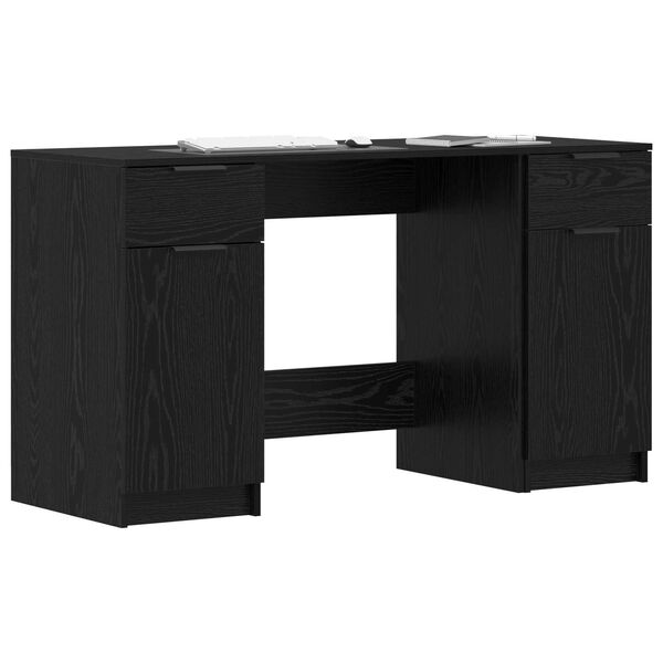 vidaXL Desk with Drawer Black Oak 133 x 50 x 75 cm Engineered Wood