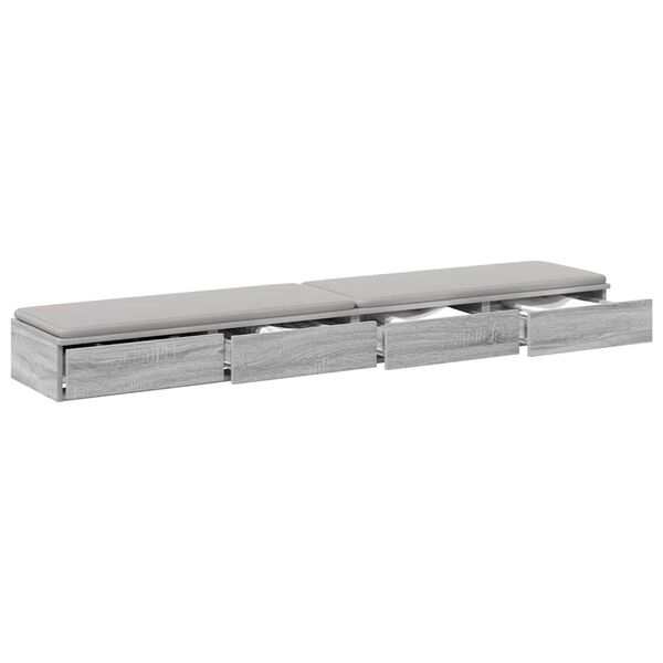 vidaXL Bed Drawers Grey Sonoma 200 x 36.5 x 16.5 cm Engineered Wood
