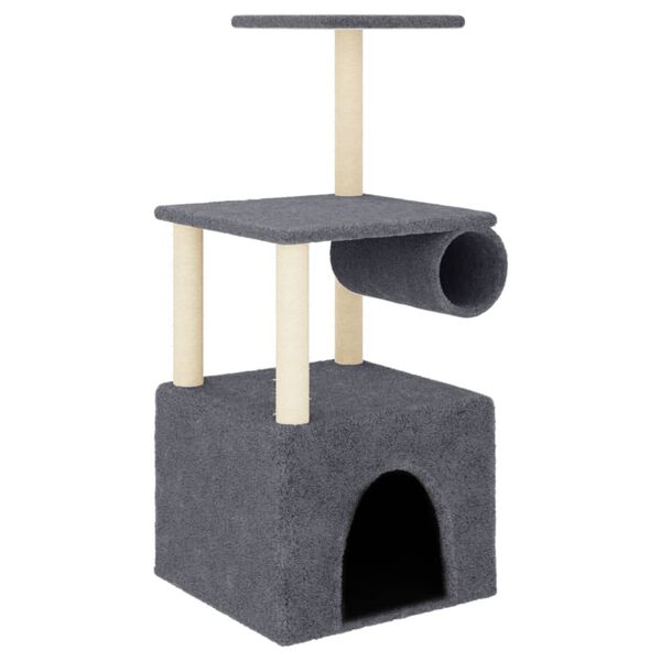 vidaXL Cat Tree with Sisal Scratching Posts Dark Grey 109.5 cm