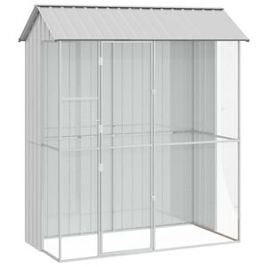 vidaXL Bird Cage with Storage Grey 215 x 110 x 247 cm Galvanised Steel