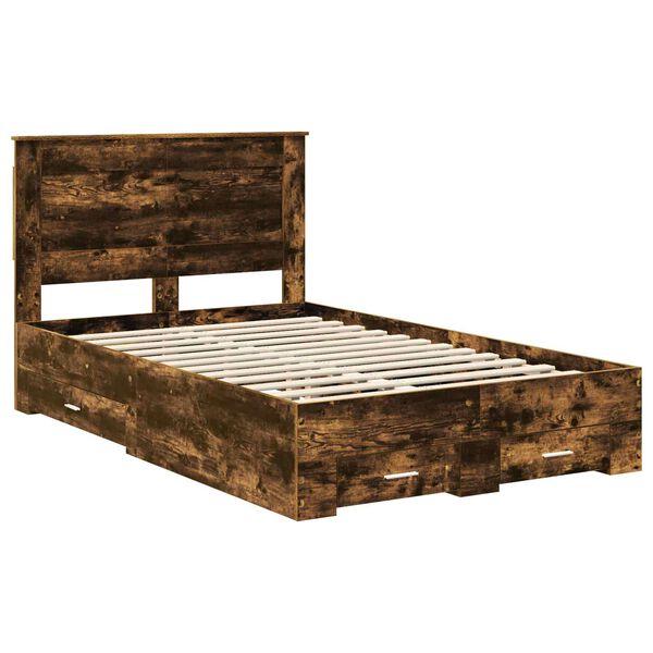 vidaXL Bed Frame with Drawer with Headboard Manual Engineered Wood