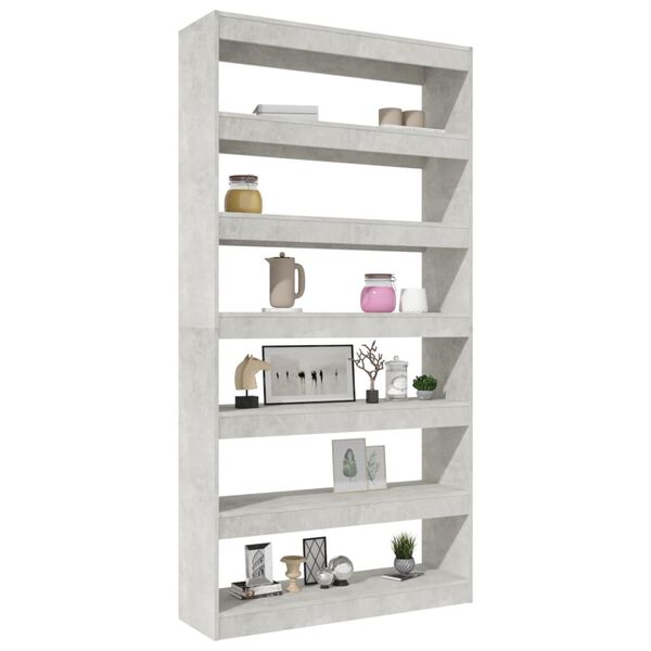 vidaXL Book Cabinet/Room Divider Concrete Grey 100x30x198 cm Engineered wood