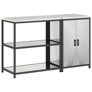 vidaXL Kitchen Storage Set with Shelf 2 pcs Silver Stainless Steel