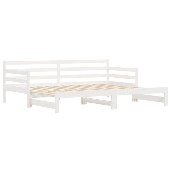 vidaXL Daybed with Trundle without Mattress White 90x200 cm Solid Wood