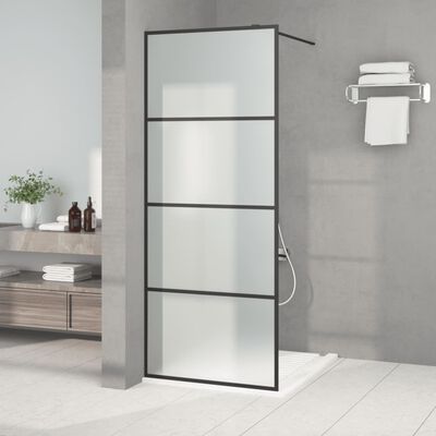 vidaXL Walk-in Shower Wall Black 80x195 cm Frosted ESG Glass