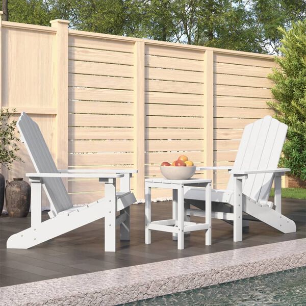 vidaXL Garden Adirondack Chairs with Table HDPE White