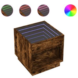 vidaXL Coffee Table with Infinity LED Smoked Oak 50x50x50 cm