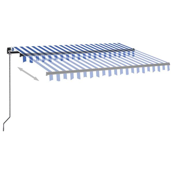 vidaXL Manual Retractable Awning with LED 350x250 cm Blue and White
