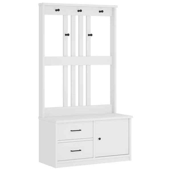 vidaXL Hall Tree SANDNES White 87x40x159.5cm Solid Wood Pine