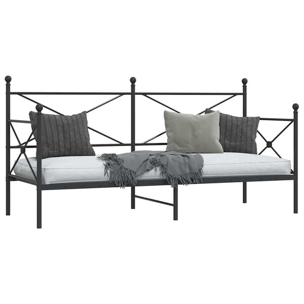 vidaXL Day Bed without Mattress Black 75x190 cm Steel