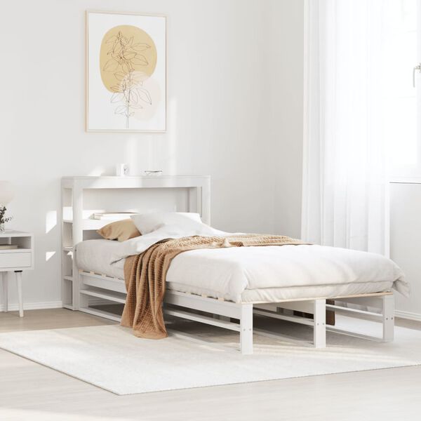 vidaXL Bed Frame without Mattress White 75x190 cm Small Single Solid Wood Pine