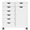 vidaXL Rolling Cabinet White 63.5 x 39 x 65.5 cm Solid Pine Wood