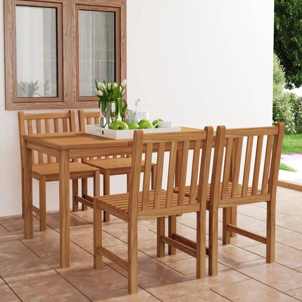 vidaXL 5 Piece Garden Dining Set 140x80 cm Solid Teak Wood
