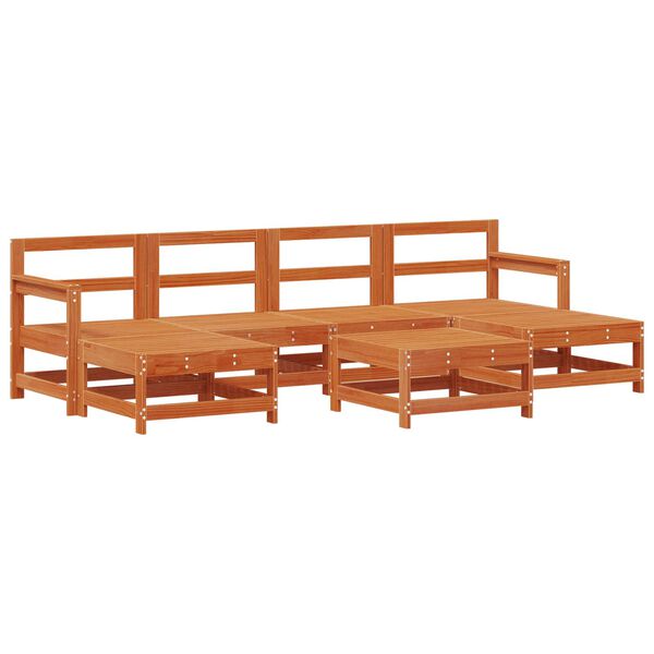 vidaXL Garden Lounge Set 7 pcs Wax Brown Solid Pine Wood