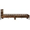 vidaXL Bed Frame with LED without Mattress Smoked Oak 120x200 cm