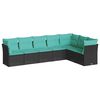 vidaXL 7 Piece Garden Sofa Set with Cushions Black Poly Rattan