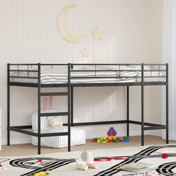 vidaXL Kids'Loft Bed Frame Black 79.5 x 200 cm
