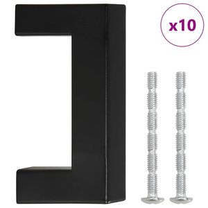 vidaXL Cabinet Handles 10 pcs Black 64 mm Stainless Steel