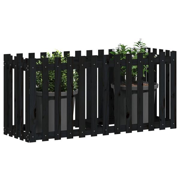 vidaXL Garden Raised Bed with Fence Design Black 150x50x70 cm Solid Wood Pine