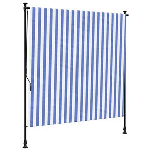 vidaXL Outdoor Roller Blind Blue and White 200x270 cm Fabric&Steel