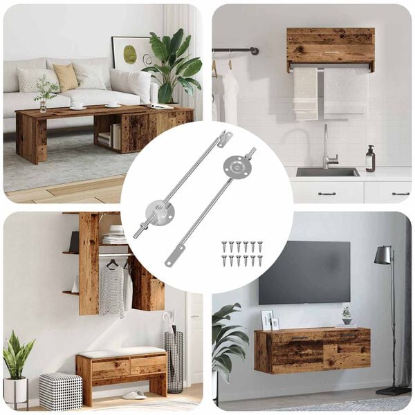 vidaXL Lid Support Hinge 2 pcs Silver 194 x 36 x 18 mm Iron