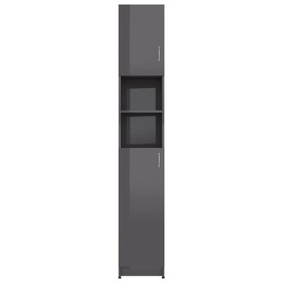 vidaXL Bathroom Cabinet High Gloss Grey 32x25.5x190 cm Chipboard