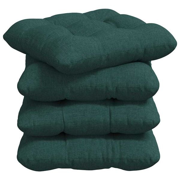 vidaXL Seat Cushions 4 pcs Dark Green 40 x 40 x 12 cm Fabric