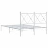 vidaXL Metal Bed Frame without Mattress with Headboard White 120x200cm