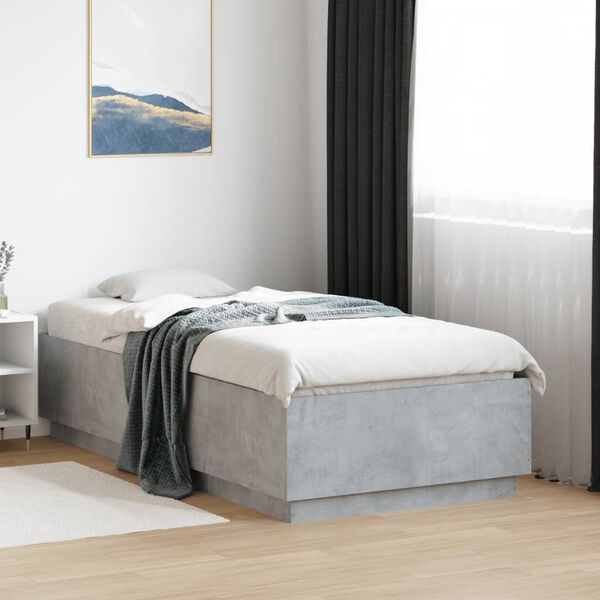 vidaXL Bed Frame without Mattress Concrete Grey 90x190 cm Single