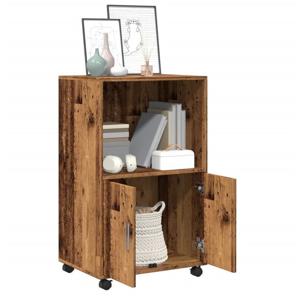 vidaXL Rolling&nbsp;Cabinet Old Wood 55x40x91 cm Engineered Wood