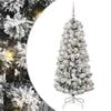 vidaXL Artificial Hinged Christmas Tree Green and White 150 cm
