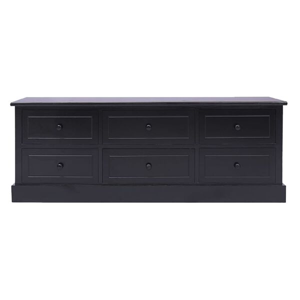 vidaXL TV Cabinet Black 108x30x40 cm Solid Paulownia Wood