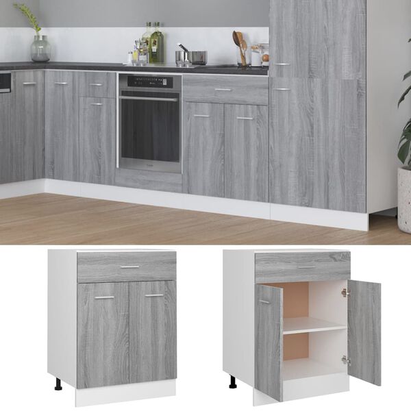 vidaXL Drawer Bottom Cabinet Lyon Grey Sonoma 60x46x81.5 cm Engineered Wood