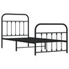 vidaXL Metal Bed Frame without Mattress with Footboard Black 90x190cm
