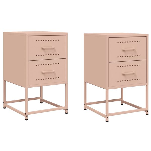 vidaXL Bedside Cabinets 2 pcs Pink 36x39x60.5 cm Steel