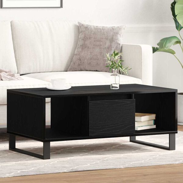vidaXL Coffee Table Black Oak 90 x 50 x 36.5 cm Engineered Wood