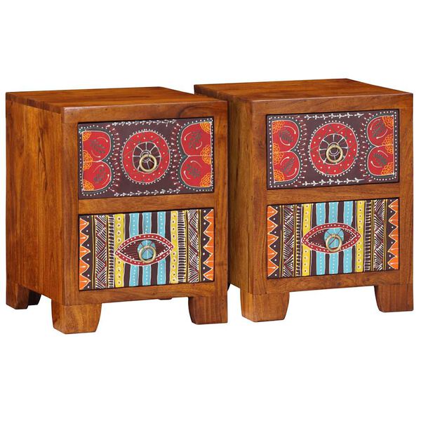 vidaXL Bedside Cabinet 2 pcs 35x35x45 cm Solid Wood Acacia