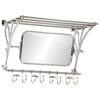 vidaXL Luggage Rack with Coat Hangers & Mirror Wall Mounted Aluminium