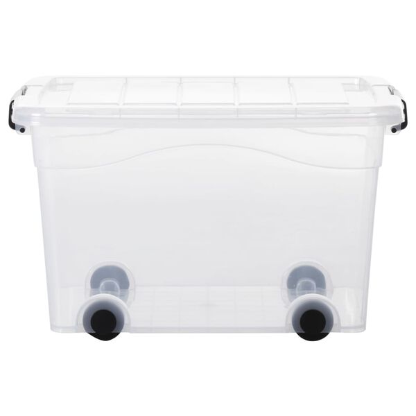 vidaXL Storage Boxes with Wheels & Lids 2 pcs Transparent 40 L