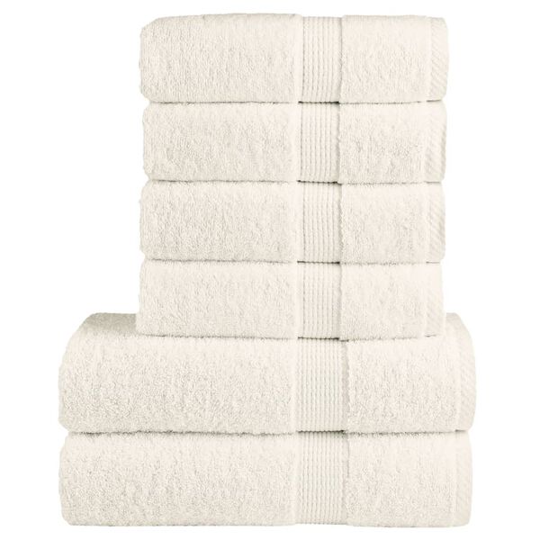 vidaXL 6 Piece Premium Towel Set SOLUND Cream 600 gsm