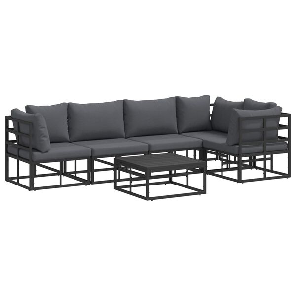 vidaXL Garden Sofa Set with Cushion 6 pcs Black Aluminium