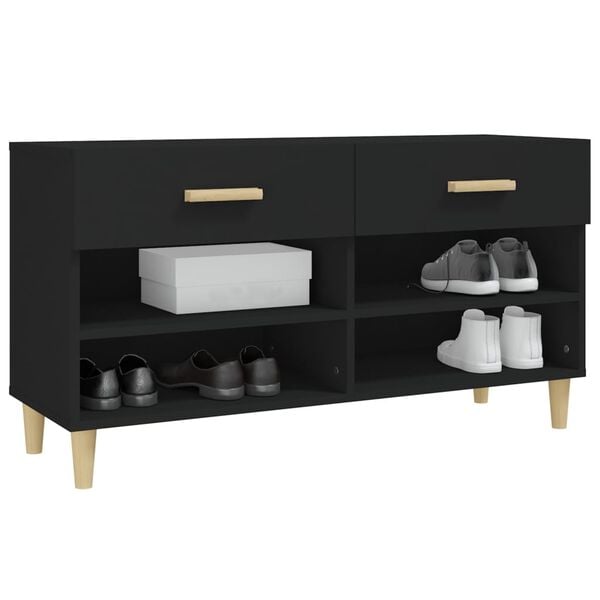 vidaXL Shoe Cabinet Black 102x35x55 cm Engineered Wood