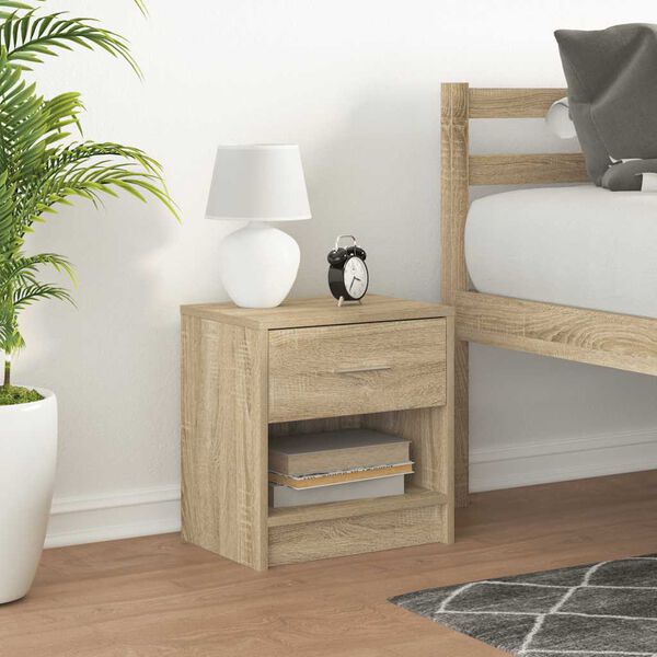 vidaXL Bedside Cabinet with Drawer Sonoma Oak 39x28x41 cm