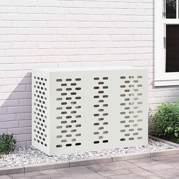 vidaXL Air Conditioner Cover White 110 x 50 x 80 cm Steel