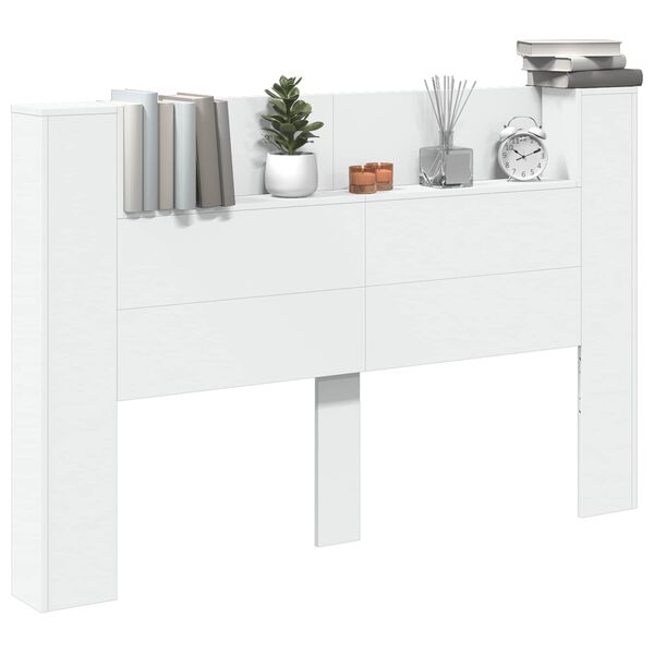 vidaXL Headboard Cabinet with LED White 160 x 16.5 x 103.5 cm