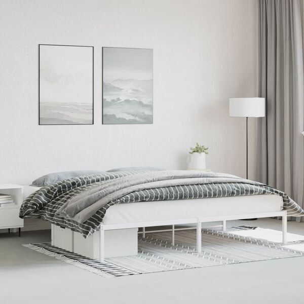 vidaXL Metal Bed Frame without Mattress White 193x203cm