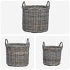 vidaXL Planter Basket with Storage 3 pcs Kubu Grey Kubu Rattan
